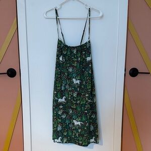 Printfresh Green Floral & Unicorn’s Garden Cami Slip dress nightgown S Small